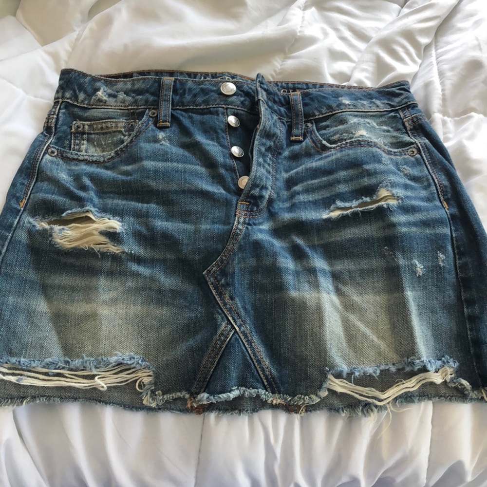 Ripped jean skirt